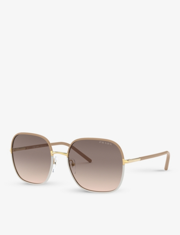 PR 67XS 58 rectangle-frame metal sunglasses