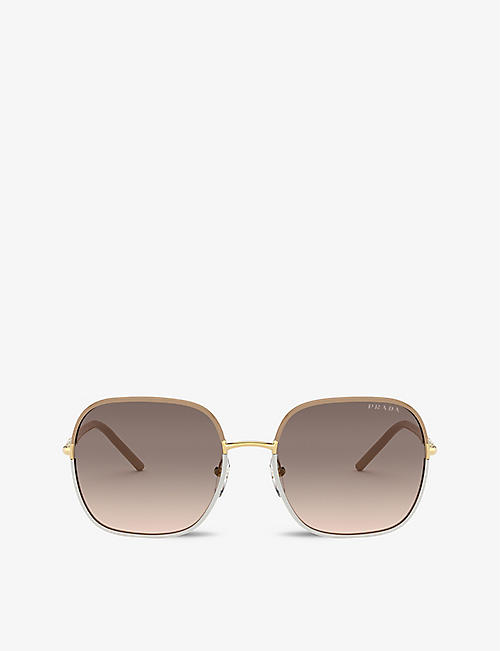 PRADA: PR 67XS 58 rectangle-frame metal sunglasses