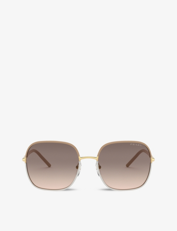 PR 67XS 58 rectangle-frame metal sunglasses