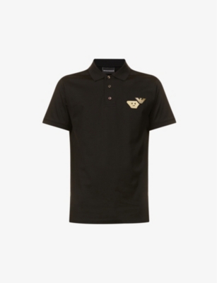 embroidered cotton-jersey polo shirt 