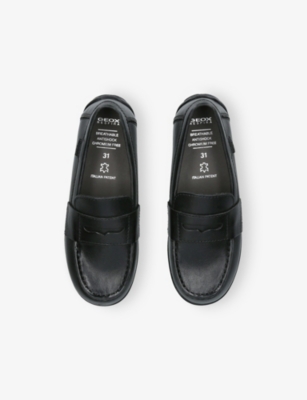 Geox Black Kids' New Fast Boy Leather Shoes Eur 31 / 12.5 Uk In Black