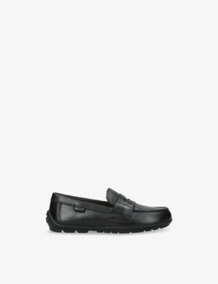 Geox Black Kids' New Fast Boy Leather Shoes Eur 39 /5.5 Uk