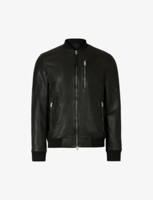 All saints mens 2025 leather bomber jacket