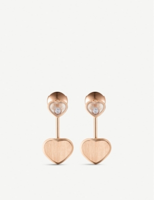 CHOPARD: Chopard x 007 Happy Hearts Golden Hearts 18ct rose-gold and 0.08ct diamond earrings