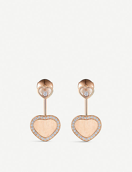 CHOPARD: Chopard x 007 Happy Hearts Golden Hearts 18ct rose-gold and 0.31ct diamond earrings