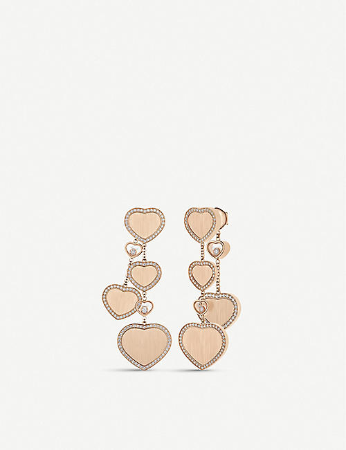 CHOPARD: Chopard x 007 Happy Hearts Golden Hearts 18ct rose-gold and 0.31ct diamond earrings