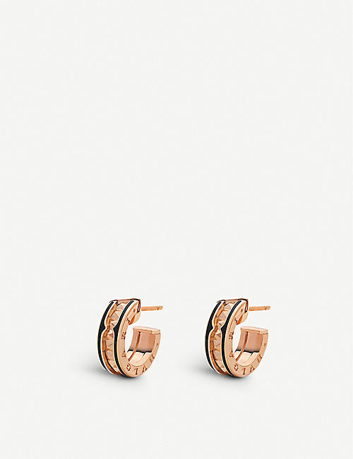 BVLGARI: B.zero1 18ct rose-gold and ceramic hoop earrings