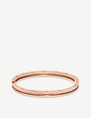 Bvlgari B Zero1 18ct Rose Gold And Diamond Pave Bracelet Selfridges Com