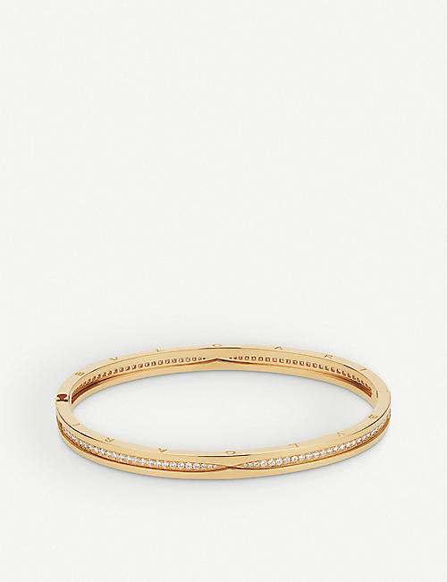 BVLGARI: B.zero1 18ct yellow-gold and diamond pavé bracelet