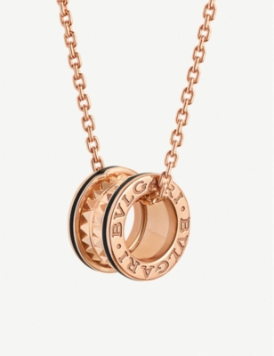 B.zero1 18ct rose-gold and ceramic pendant necklace