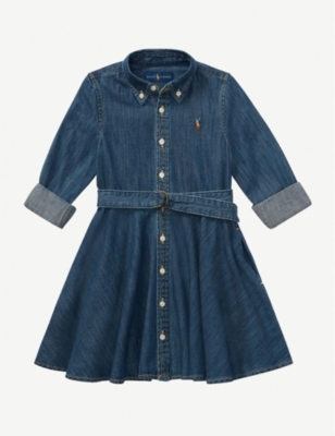 belted denim mini dress
