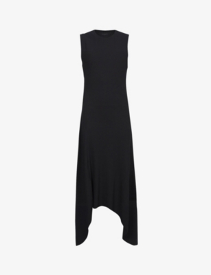 ALLSAINTS: Gia asymmetric cotton-blend midi dress