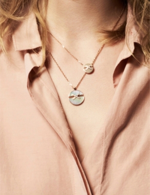 CHAUMET: Jeux de Liens Harmony 18ct rose-gold, 0.09ct diamond and mother-of-pearl pendant necklace