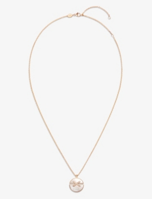 CHAUMET: Jeux de Liens Harmony 18ct rose-gold, 0.09ct diamond and mother-of-pearl pendant necklace