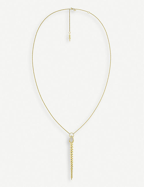 SHAUN LEANE: Serpent Trace yellow gold-plated vermeil sterling silver diamond necklace