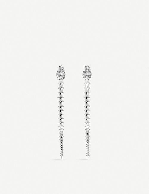 SHAUN LEANE: Serpent Trace sterling silver diamond earrings