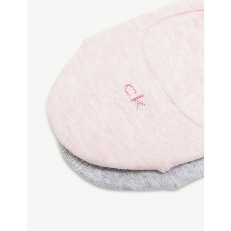 Shop Calvin Klein Women's G59 Pink Combo Logo-embroidered Cotton-blend Socks Pack Of Two