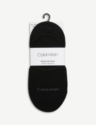 Calvin Klein No-show Cotton-blend Socks Pack Of Two In 00 Black