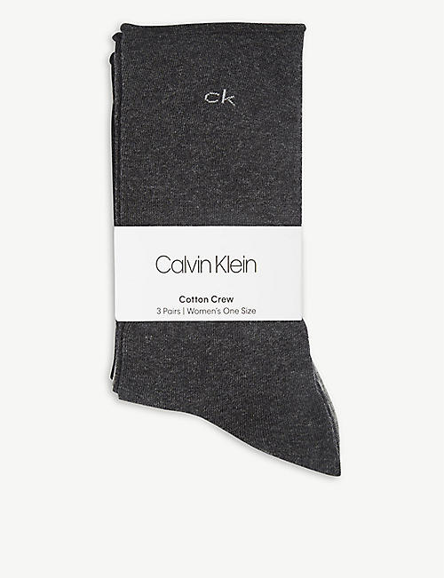 CALVIN KLEIN: Logo-print cotton-blend socks pack of two