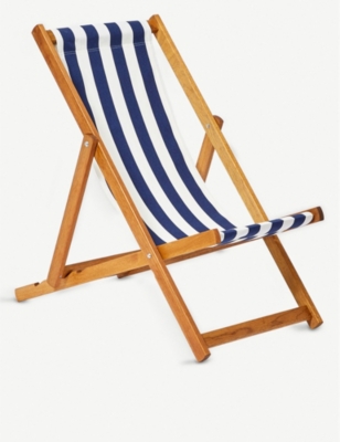 THE CONRAN SHOP Teak and striped cotton deck chair Selfridges