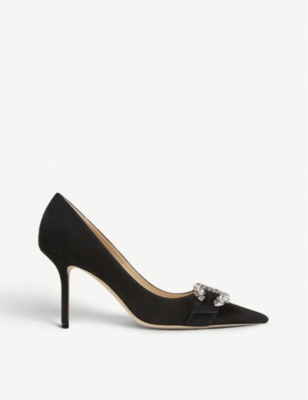 JIMMY CHOO - Saresa 85 crystal-embellished suede courts | Selfridges.com