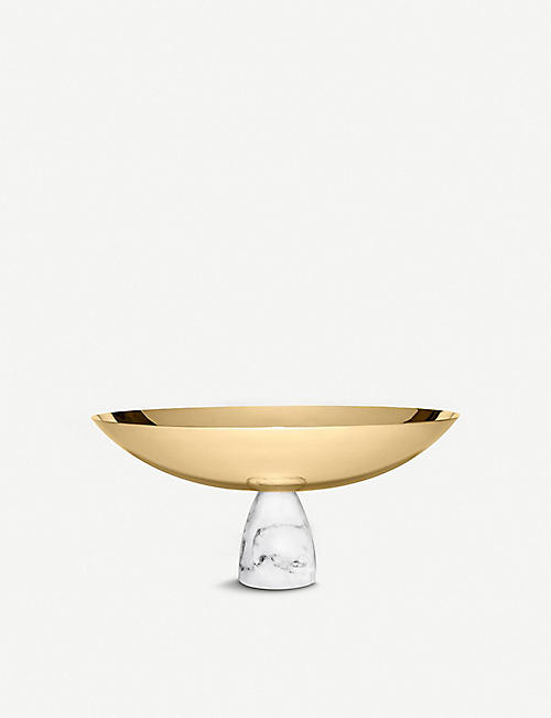 ANNA NY BY RABLABS: Coluna marble and gold-plated steel fruit bowl 30cm