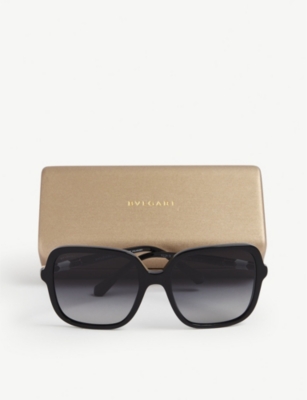 Shop Bvlgari Bv8228b Serpenti Square-framed Acetate Sunglasses In Black