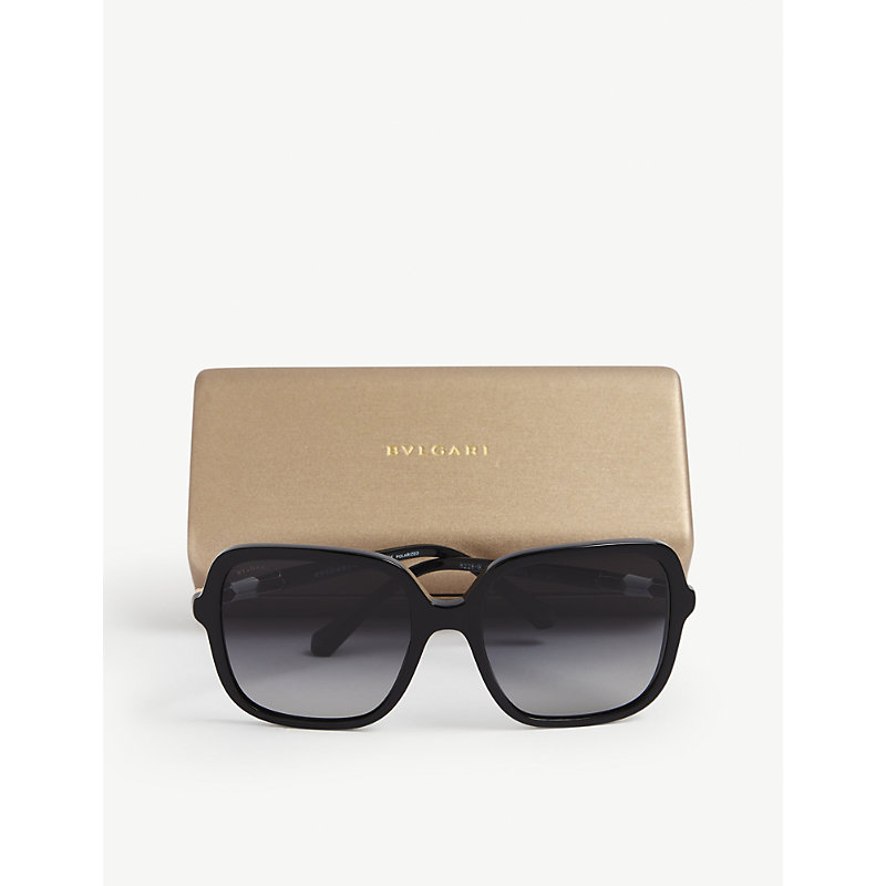 Shop Bvlgari Bv8228b Serpenti Square-framed Acetate Sunglasses In Black