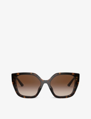Shop Prada Women's Brown Pr 24xs Rectangle-frame Sunglasses