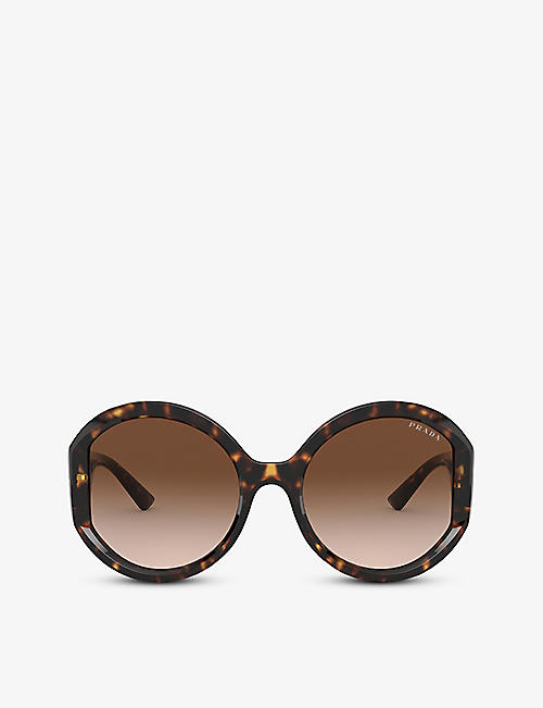 PRADA: PR 22XS tortoiseshell-effect acetate round sunglasses