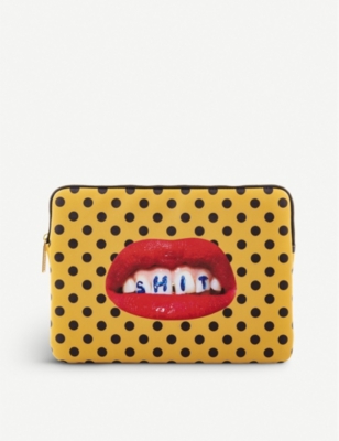 SELETTI: Seletti wears TOILERPAPER mouth-print 13” canvas laptop case 34cm x 25cm