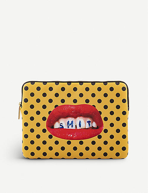 SELETTI: Seletti wears TOILERPAPER mouth-print 13” canvas laptop case 34cm x 25cm