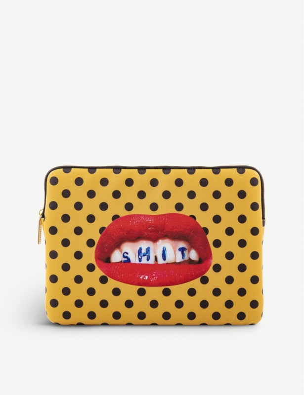 Seletti wears TOILERPAPER mouth-print 13” canvas laptop case 34cm x 25cm