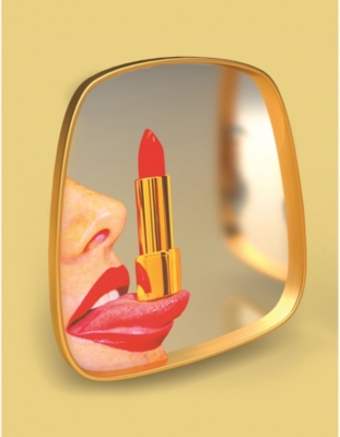 SELETTI - Toiletpaper lipstick-print glass mirror 30cm SELETTI - Toiletpaper lipstick-print glass mirror 30cm