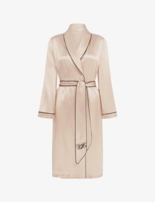 areal Gammel mand det samme AGENT PROVOCATEUR - Contrast-piped silk-satin dressing gown | Selfridges.com