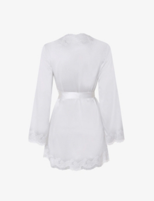 AGENT PROVOCATEUR: Amelea wrap stretch-silk pyjama top