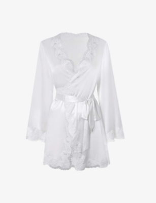 AGENT PROVOCATEUR: Amelea wrap stretch-silk pyjama top