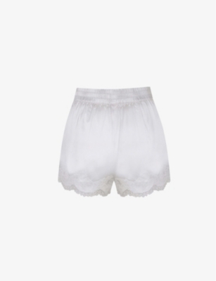 Shop Agent Provocateur Women's Ivory Amelea Stretch-silk Pyjama Shorts In Ivory (cream)