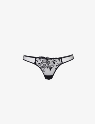 AGENT PROVOCATEUR - Ozella floral-embroidered low-rise tulle briefs