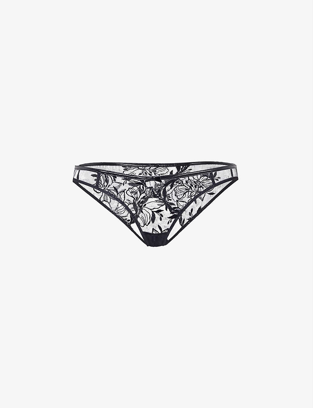 Agent Provocateur Ozella Floral-embroidered Mid-rise Tulle Briefs In Black