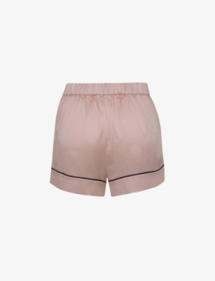 Shop Agent Provocateur Women's Pink Piped Mid-rise Silk Pyjama Shorts