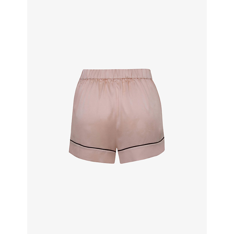 Shop Agent Provocateur Women's Pink Piped Mid-rise Silk Pyjama Shorts