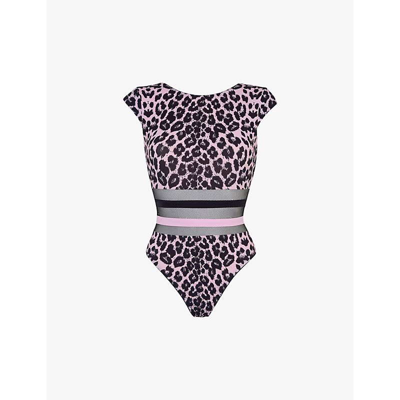 Agent Provocateur Zenaya Leopard-print High-neck Swimsuit In Pink