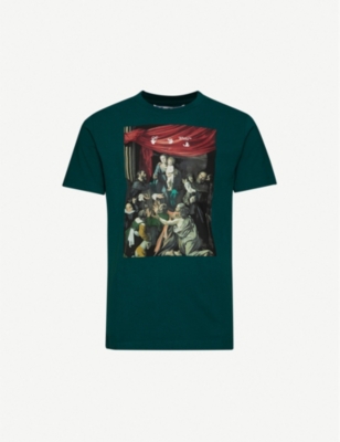 off white t shirt green