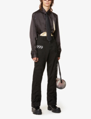 off white pants yellow stripe price