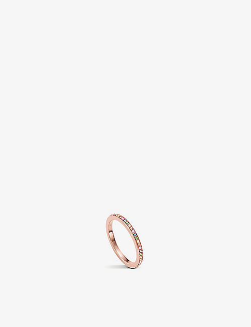MONICA VINADER: Skinny 18ct rose-gold plated vermeil silver and gemstone eternity ring