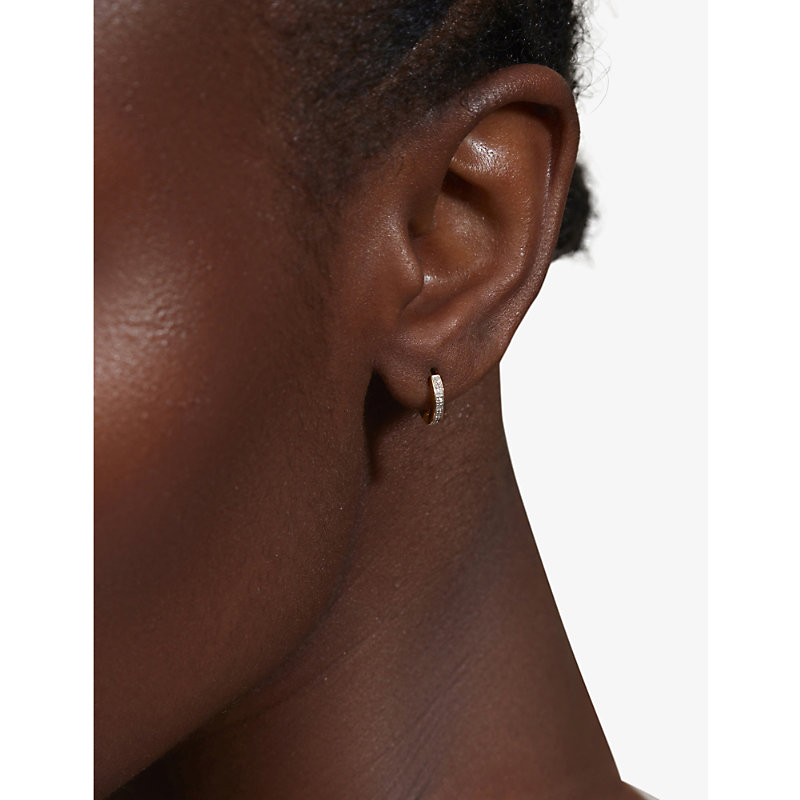 Shop Monica Vinader Womens Gold Skinny 18ct Gold-plated Vermeil Silver Huggie Earrings
