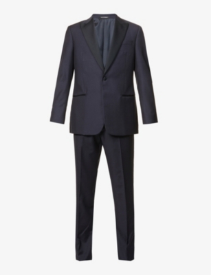 peaked-lapel wool suit 