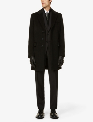 emporio armani beige single breasted cashmere coat