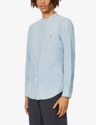 POLO RALPH LAUREN Chambray collarless cotton shirt Selfridges